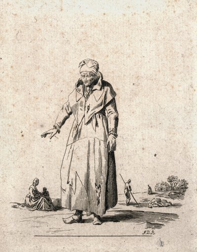 Mulher camponesa (gravura) de F.D.B. Monogrammist