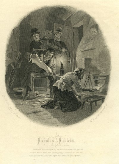 Nicholas Nickleby: Newman Noggs e Wackford Squeers, 1867 de F.O.C. and McRae, C. John Darley