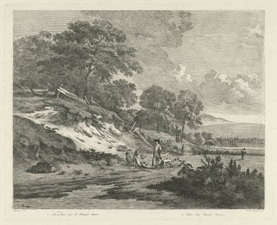 Paisagem dunar com caçadores em repouso de F.W. Musculus
