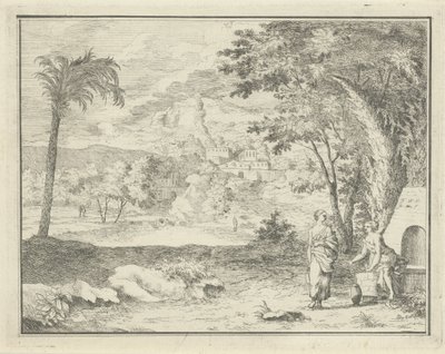 paisagem italiana com duas mulheres de F.W. Musculus