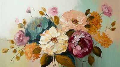 Pintura abstrata de flores Vintage, impressão horizontal em tela a pedido de F. Abderrahim