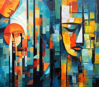  Pintura colorida figurativa abstrata, Arte digital para impressão de F. Abderrahim