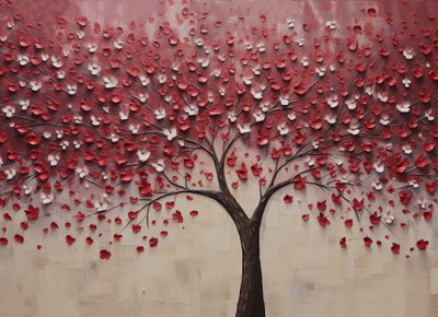 Pintura abstrata, Árvore florida, ideia de decoração de parede de casa de banho, Impressões florais de F. Abderrahim