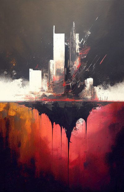 Pintura abstrata a vermelho, pinceladas grossas, impressão de arte mural a pedido de F. Abderrahim