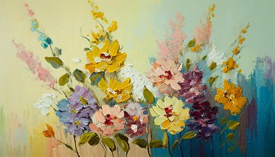 Flores antigas em vaso, floral abstrato em tela, impressões de arte de parede de F. Abderrahim