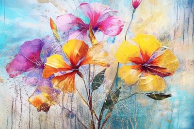 Fundo de flores bonitas, pintura de arte floral a óleo gerada por IA de F. Abderrahim