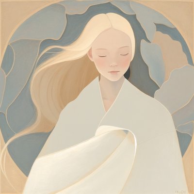 Pintura de rapariga loira, Pintura a óleo abstrata, impressão de arte mural a pedido de F. Abderrahim