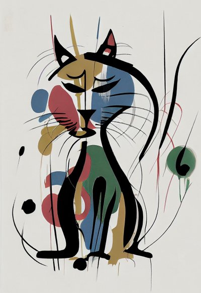 Desenho de gato com contorno, retrato de animal de estimação, impressões de arte de parede em tela para venda de F. Abderrahim