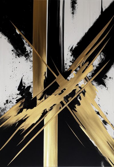 Pintura contemporânea a preto dourado sobre tela, impressão de arte mural a pedido de F. Abderrahim