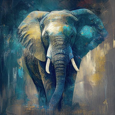 Retrato de rosto de elefante, impressões de arte em tela, decoração de parede de animais de F. Abderrahim
