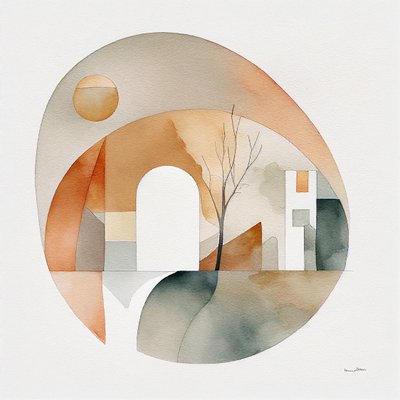 Composição abstrata Fine Art Esboço a aguarela, impressão de arte mural a pedido de F. Abderrahim