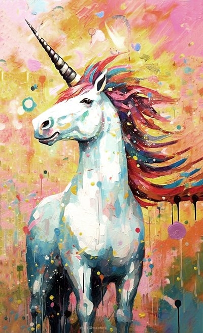 Quadro Cavalos com chifres, criaturas míticas para decoração de parede, impressões de arte de F. Abderrahim