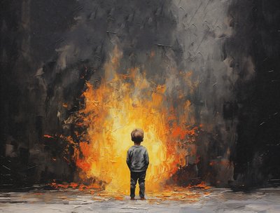 Pintura minimalista a pincel impasto, Retrato inocente, impressões de arte mural de F. Abderrahim