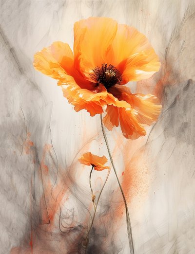 Flores de papoila, pintura acrílica sobre tela, impressão de arte mural a pedido de F. Abderrahim