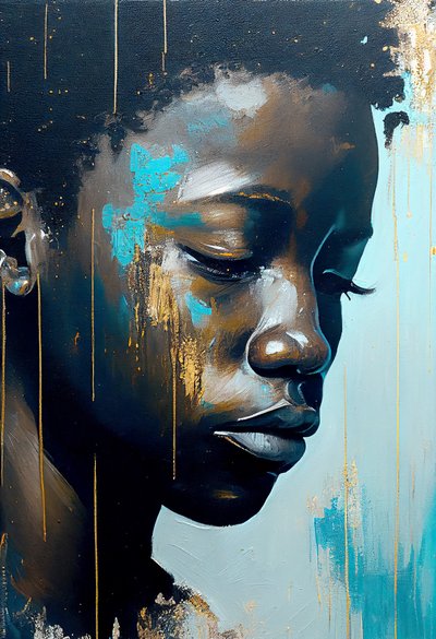 Jovem africano abstrato sobre tela, impressões de arte de parede de F. Abderrahim