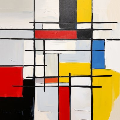 estilo de pintura abstrata de Piet Mondrian, ideia de decoração de parede de sala de estar de F. Abderrahim