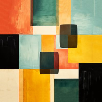 composições quadradas abstractas desenho de padrão de pintura, Arte de parede | Impressões em tela de F. Abderrahim