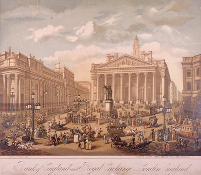 Banco da Inglaterra e Royal Exchange, Londres, c1860 de F Appel