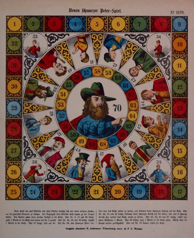 Jogo de Schwarzer Peter, ou Black Peter, broadsheet publicado por Ackermann, Wissembourg de F. C. Wentzel