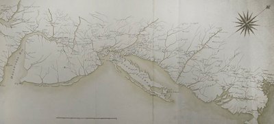 Mapa geral dos campos e marchas do exército na América por ordem de Rochambeau, detalhe do lado direito, da 