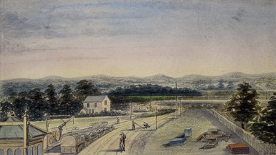 Vista da ponte na estação ferroviária de Lingfield, Surrey, olhando em direcção a Crowhurst de F. J. P.