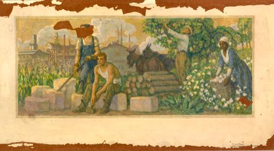 Abundância do estudo mural de hoje, Clarksville, Tennessee Post Office, ca. 1937-1938. de F. Luis Mora