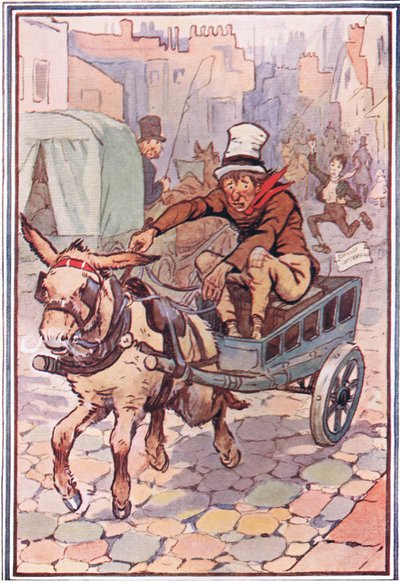 David correu atrás dele o mais rápido que pôde, ilustração de David Copperfield, 1914 de F. M. B. Blaikie