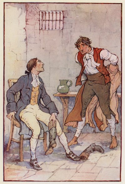 Ilustração para Um Conto de Duas Cidades de Charles Dickens (litografia a cores) de F. M. B. Blaikie