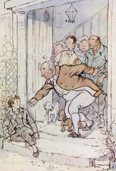 Ilustração para Oliver Twist (cor litho) de F. M. B. Blaikie