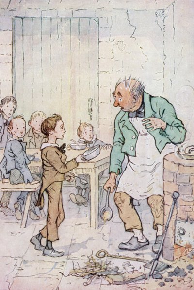Ilustração para Oliver Twist (cor litho) de F. M. B. Blaikie