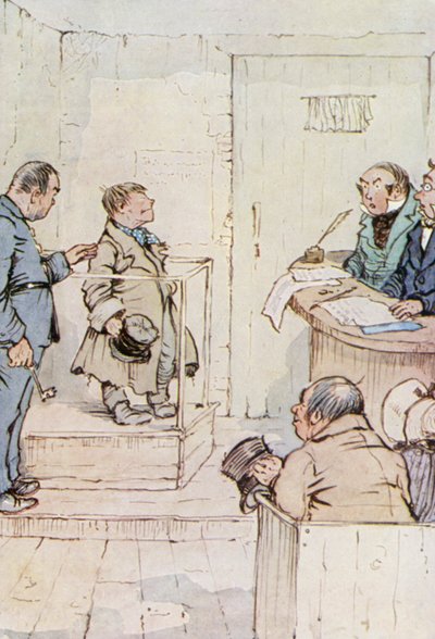 Ilustração para Oliver Twist (cor litho) de F. M. B. Blaikie
