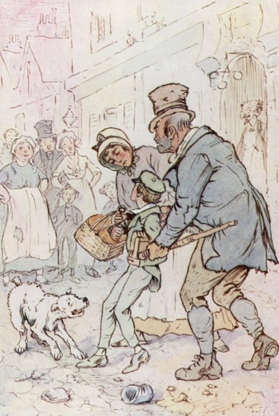 Ilustração para Oliver Twist (cor litho) de F. M. B. Blaikie