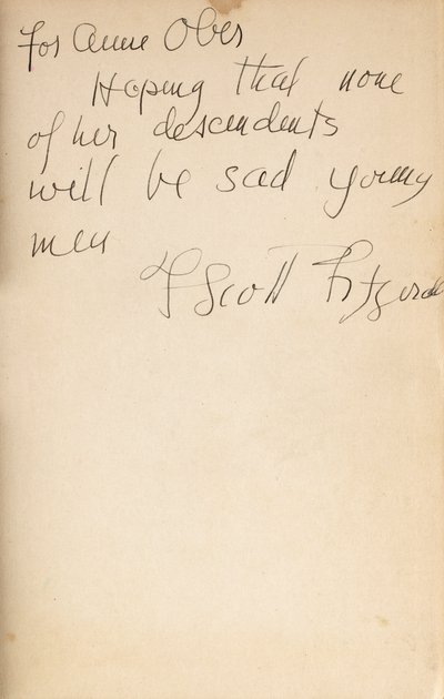 Inscrição do autor na capa da primeira edição de &39;All the Sad Young Men&39; de F. Scott Fitzgerald