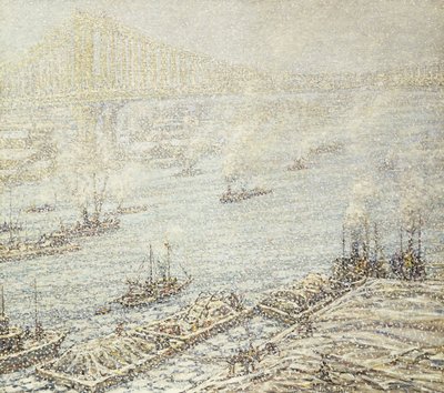 East River, Nova York, Winter, c.1915 (óleo sobre tela) de F. Usher de Voll