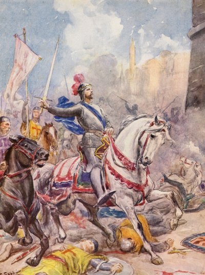 La Gerusalemme Liberata de Torquato Tasso: Canto XX, estrofe 144 (litografia a cores) de Fabio Fabbi