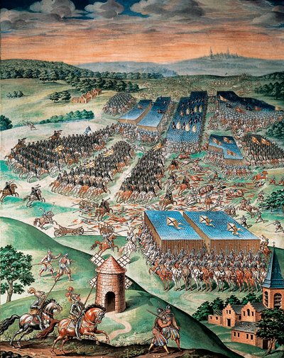 A Batalha de São Quintino entre Espanha e França (1557) de Fabrizio Castello