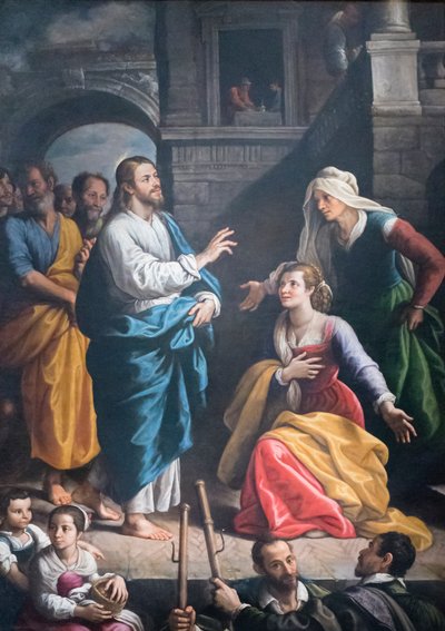 Cristo hospedado em casa de Marta e Maria de Fabrizio Santafede