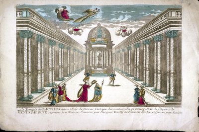 O templo de Baco Ilustração para o ato I da ópera "La venere gelosa" (Vênus invejosa) de Francesco Sacrati. Decoração de Jacopo Torelli de Family Aveline