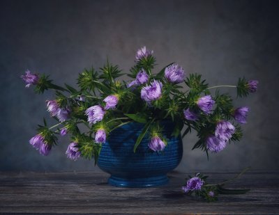 Natureza-morta com cardos cor de lavanda de Fangping Zhou