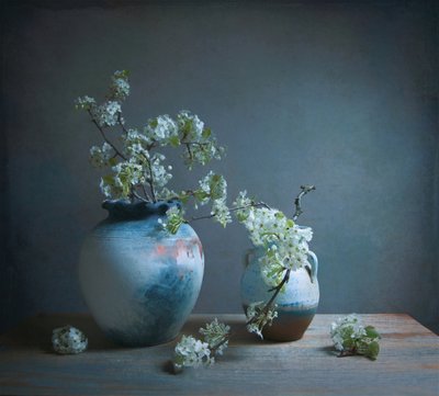 Natureza-morta com flores brancas de Fangping Zhou
