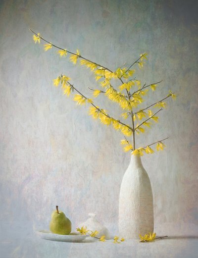 Flores amarelas e pera de Fangping Zhou