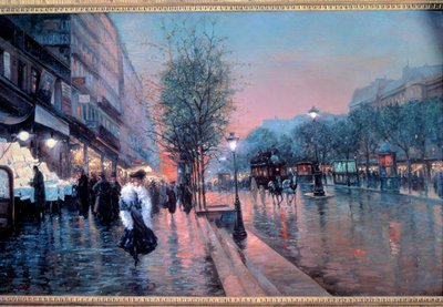 Vista dos Grands Boulevards em Paris Pintura de Fausto Giusto (século XX). 1900 Colecção privada de Fausto Giusto