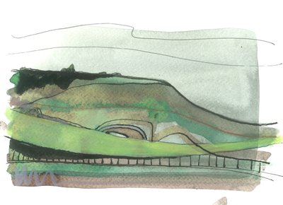 Ditchling Beacon, 2017 (aguarela sobre papel) de Faye Bridgwater