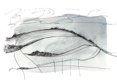 Walk to Brighton, 2017 (aguarela e tinta sobre papel) de Faye Bridgwater