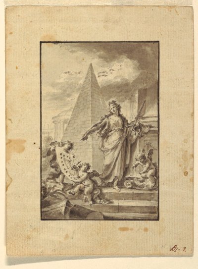 Desenho, Projeto para uma Ilustração: "Arquitetura", 1760-89 de Fedele Fischetti