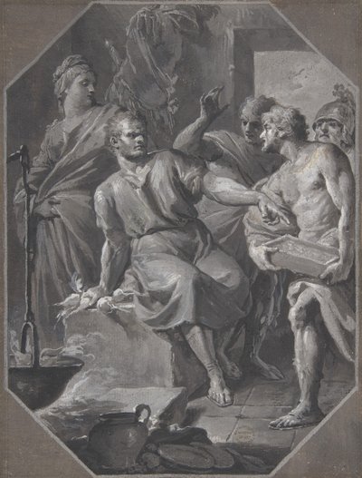 Manius Curius Dentatus recusando os presentes dos embaixadores samnitas, 1732-92 de Fedele Fischetti