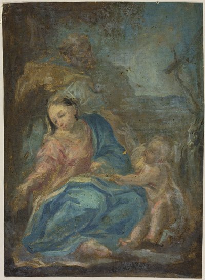 Descanse na Fuga para o Egito (reto); Madona do Rosário (verso) de Federico Barocci