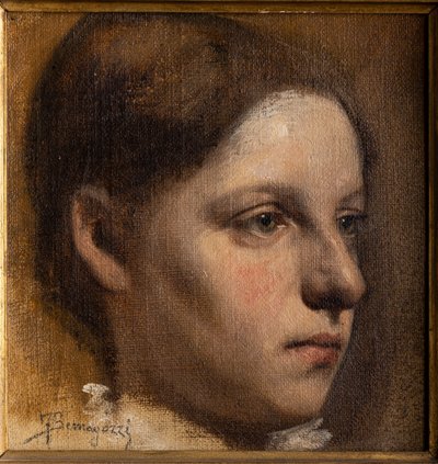 Retrato de uma rapariga (óleo sobre cartão) de Federico Bernagozzi