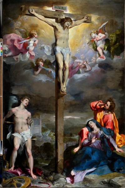 Crucificação de Cristo com Nossa Senhora, São João Evangelista e São Sebastião de Federico Fiori Barocci or Baroccio
