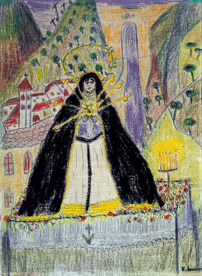Desenho para "A virgem com sete punhais" (Virgen de los siete dolores), século XX de Federico Garcia Lorca